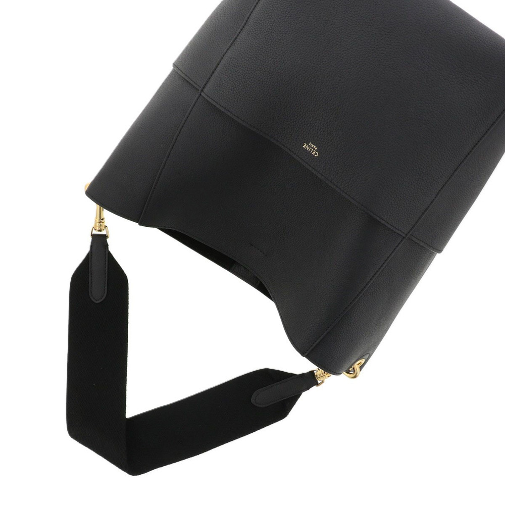 CELINE Sangle Bucket Shoulder Bag Leather Black - Picture 5 of 6